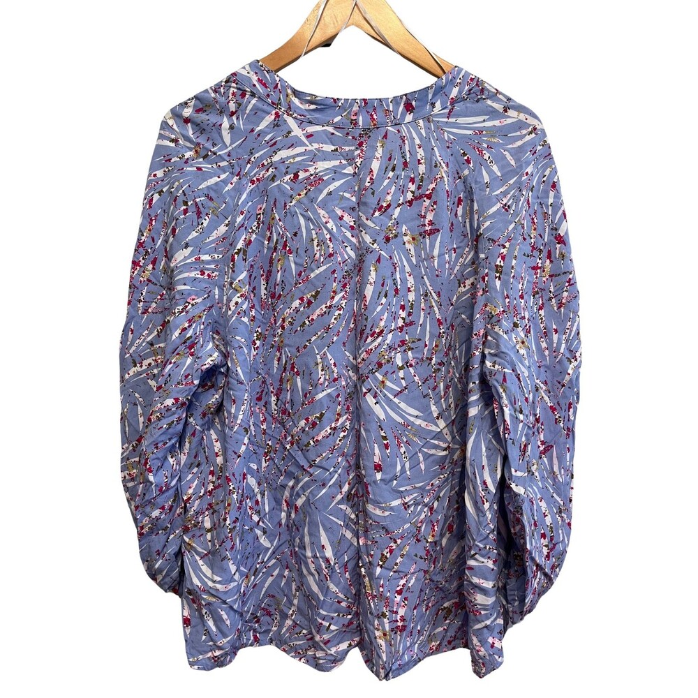 Eloquii Elements‎ Blouse Purple Floral 3/4 Ruched Sleeve Zebra La Vida Plus 20 - Picture 4 of 16